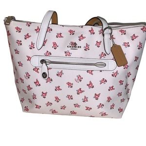 Coach Beachwood Floral Bloom Canvas Taylor Tote Silver